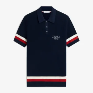 tommy hilfiger regular fit signature textured polo shirt polo carbon navy