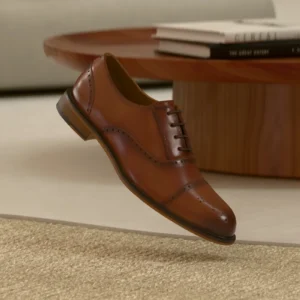 leather derbies cognac
